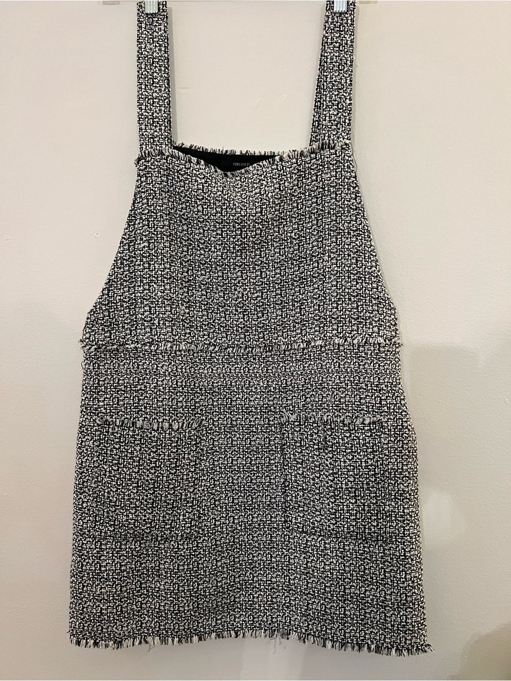 Forever 21. Black and White Tweed Pinafore Dress - Women